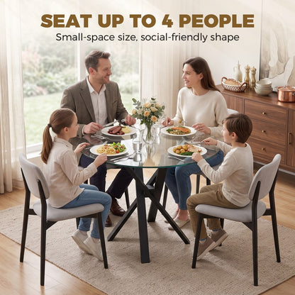 HOMCOM Round Dining Table for 4 in Clear