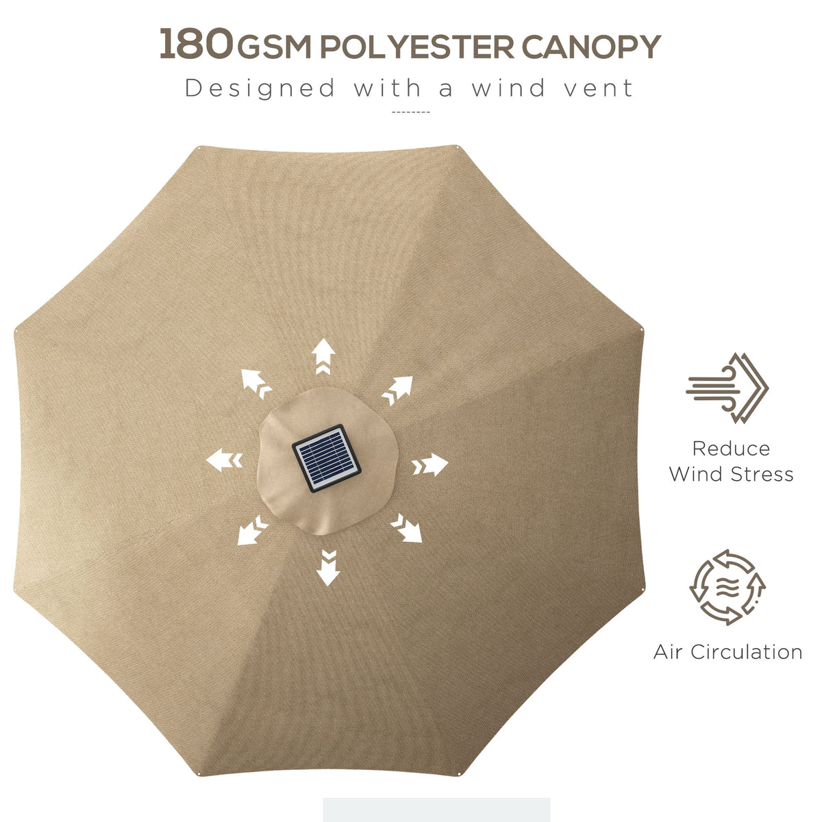 Outsunny 3m Parasol in Khaki