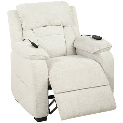 HOMCOM Power Recliner Armchair with Massage and Heat, Electric Reclining Chair with Wide Spring Seat, Cream White