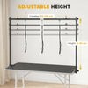 PawHut Dog Grooming Arm Adjustable H-Shape Dog Grooming Table Arm with Clamp and 3 Nooses Black