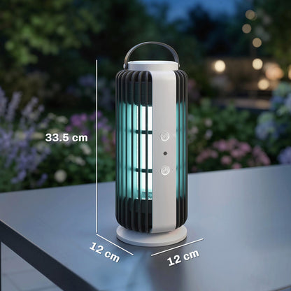 مصيدة ذباب كهربائية داخلية من Outsunny، قاتل الذباب بمروحة، ضوء LED 365 نانومتر، مستشعر تشغيل وإيقاف تلقائي، صاعق حشرات 8 واط بمقبض