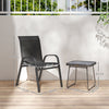 Outsunny 3 Pieces Outdoor Bistro Set, Patio Stackable Armchairs with Breathable Mesh Fabric and SPC Board Coffee Table, Black