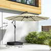 Outsunny 3 m Garden Cantilever Parasol with Cross Base, Sandbag, 360Â° Rotating Overhanging Banana Umbrella, Beige