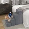 4-Step Non-slip Foldable Dog Stairs  with Adjustable Steps-Grey