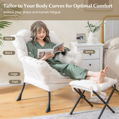 Lazy Chair with Ottoman-Beige