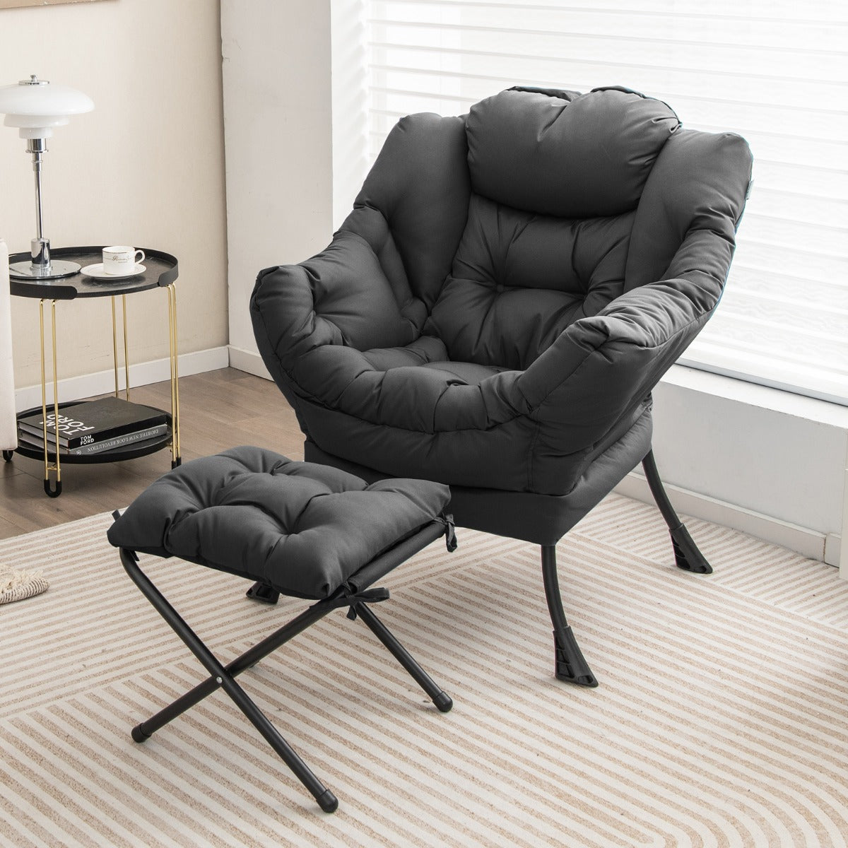 Lazy Chair with Ottoman-Grey