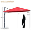 3m Patio Cantilever Umbrella with 4-Level Tilting Adjustment and Crank Handle-Red