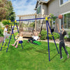 Kids Swing Set with Basketball Hoop and Climbing Ladder