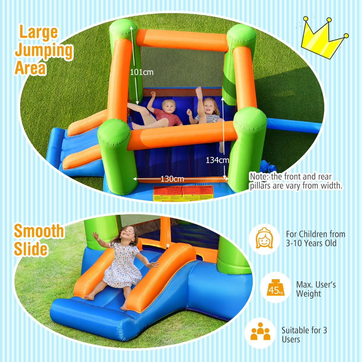 Kids Cute Castle with Slide and Carrying Bag