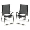 2 Piece Patio Folding Dining Chair Set with Weather-resistant Fabric-Black