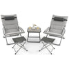 5 Piece Patio Sling Chair Set with Ottoman and Coffee Table-Grey
