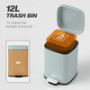 HOMCOM 12L Modern Boxy Metal Home Kitchen Bin - Light Green