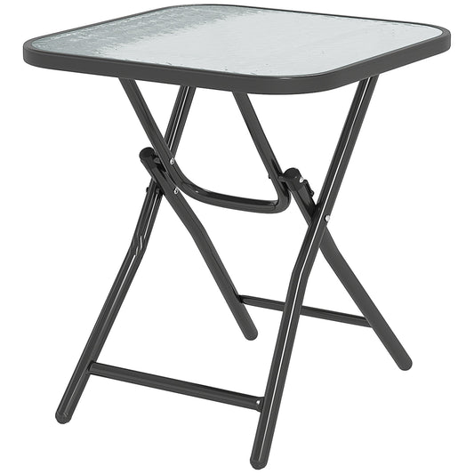 طاولة حديقة قابلة للطي من Outsunny، طاولة مربعة قابلة للطي للفناء والحديقة 45 × 45 × 50 سم ارتفاع، أسود