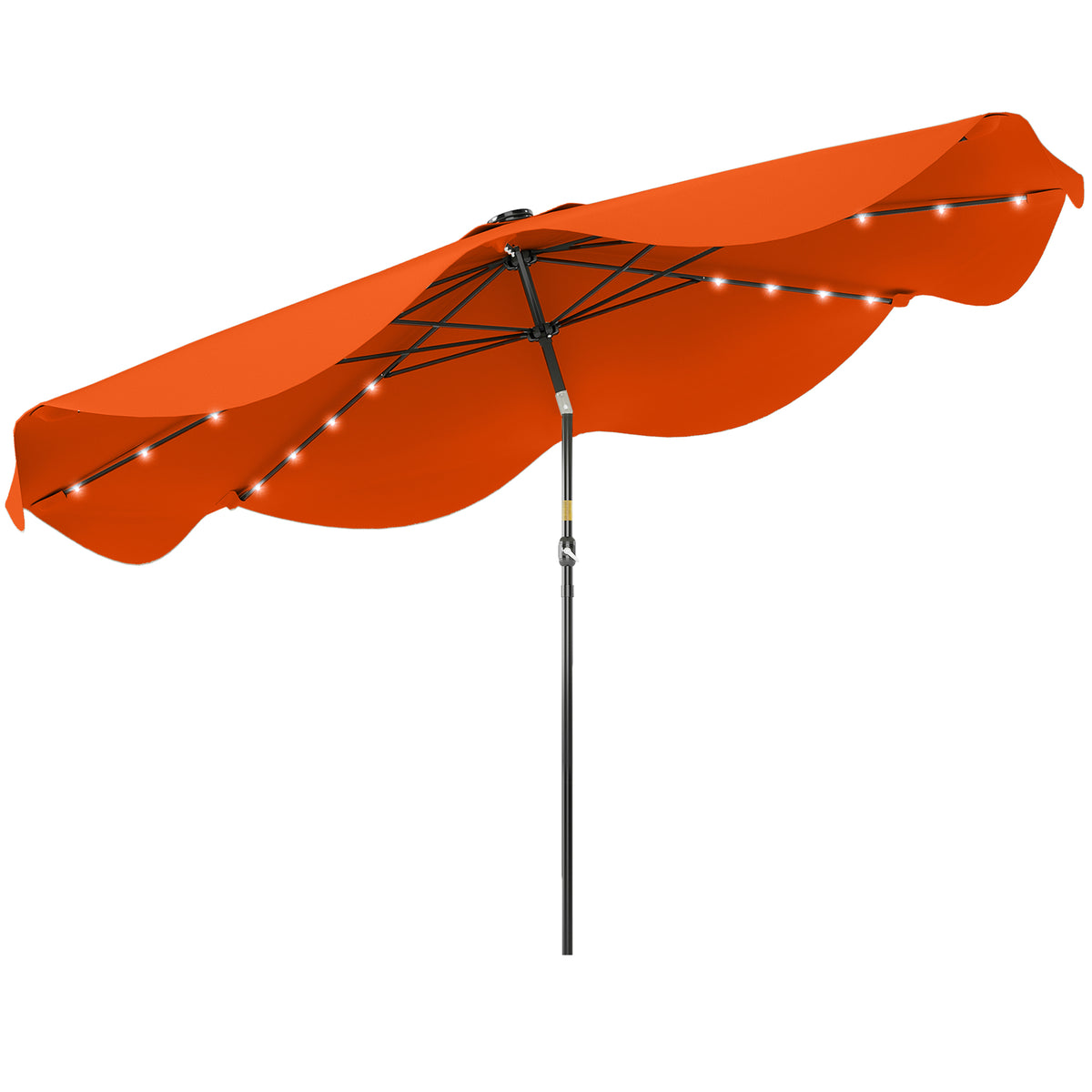 Outsunny Solar Patio Umbrella with LED and Tilt in Orange