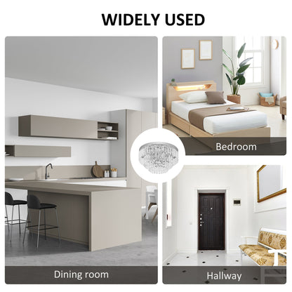 HOMCOM Set of 2 Modern Crystal Ceiling Lights, Chandeliers, Pendant Lamps w/ 7 Lights, E14 Fittings for Living Room, Bedroom, Silver