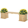 Outsunny 37L Wooden Garden Planter & Bench Combination Garden Raised Bed Patio Park Natural 176 x 38 x 40 cm