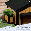 PawHut Wooden Cat House with Flower Pot, Windows, Multiple Entrances, Water-Resistant Roof for Outdoor - Yellow
