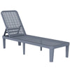 Outsunny Plastic Sun Lounger, 4-Position Adjustable Reclining Garden Lounger Sunbed for Patio, Beach, Terrace, Dark Grey