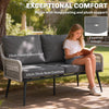 Outsunny Rattan Garden Furniture Set, 4 Piece Outdoor Patio Furniture with Tempered Glass Table and Chairs, Indoor Balcony Conservatory Set