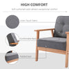 HOMCOM Armchair, Linen Fabric Accent Chair, Occasional Chair with Beech Wood Frame for Living Room, Reception, Bedroom, Balcony, Set of 2, Grey and Natural