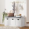 HOMCOM 3-Drawer Padded Shoe Bench with Breathable & Washable Linen-look Cover, White