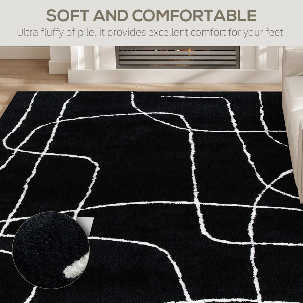 HOMCOM Modern Fluffy Area Rug in Black