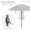 Outsunny 2.5m Tilting Parasol, with Pleated Canopy - Light Grey