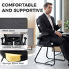 HOMCOM Reception Chair, Conference Meeting Office Chair with Flip-up Armrest, Mesh Backrest, Lumbar Support and Metal Base