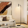 HOMCOM Floor Lamp for Living Room with Glass Lampshade, Modern Standing Lamp with Foot Switch for Bedroom, Bulb not Included, Black