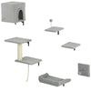 PawHut 6-Piece Cat Wall Shelves Set with Condo, Cat Wall Furniture with Platforms, Sisal Scratching Post, Bed, Toy Ball, Grey