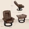 HOMCOM Faux Leather 135Â° Reclining Chair and Footstool - Brown
