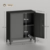 HOMCOM Lockable Metal Filing Cabinet, 2-Tier Storage Cupboard with Double Doors, Modern Office Organiser, Black