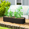 Outsunny Galvanised Raised Garden Bed, Metal Planter Box with Safety Edging, for Flowers, Herbs, Succulents, Black