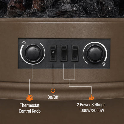 HOMCOM Electric Fireplace Stove in Brown
