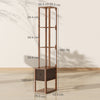 HOMCOM Floor Lamp with Shelves, LED Column Modern Standing Lamp with Fabric Drawer, Adjustable Brightness, Foot Switch for Living Room, Bedroom, Office, Rustic Brown