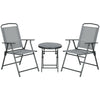 Outsunny Three-Piece Garden Seat Set, with Glass-Top Table - Light Grey