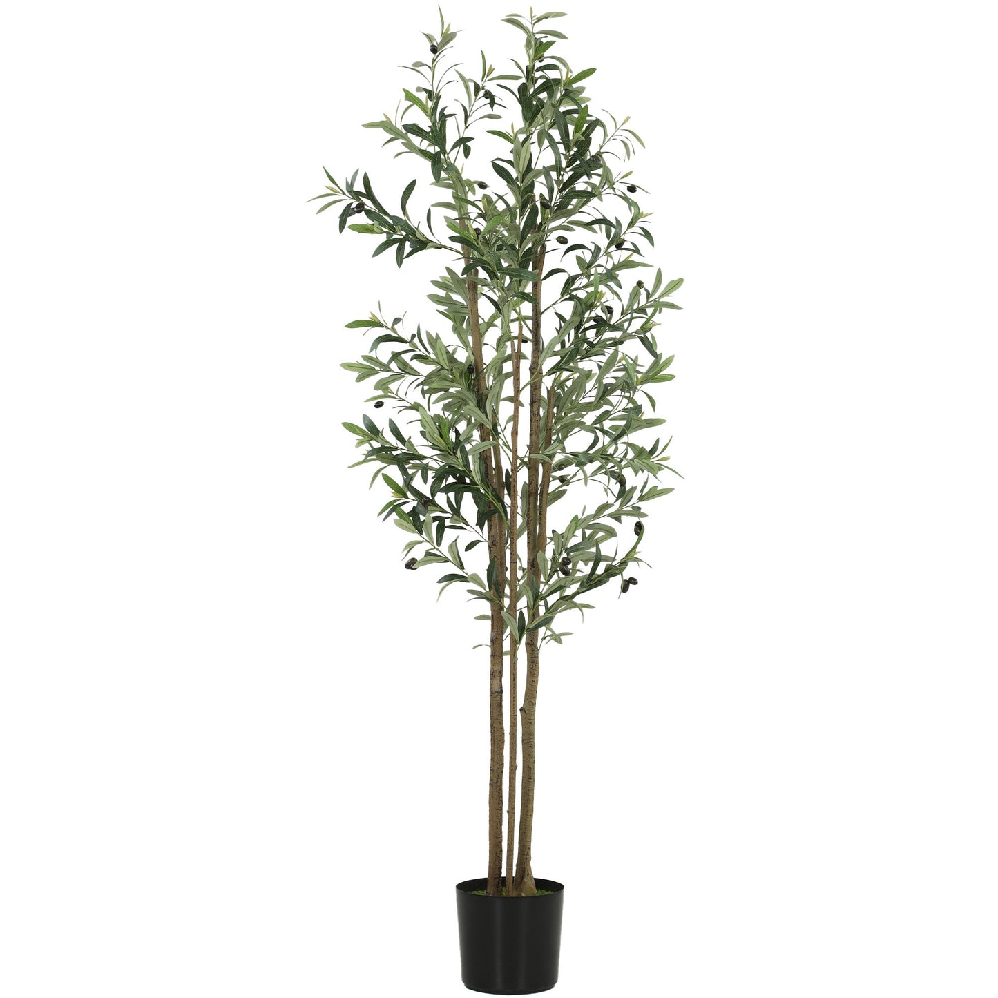 HOMCOM 175 cm Artificial Olive Tree, Tall Faux Plant with 787 Leaves & Adjustable Branches,