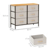 HOMCOM Fabric Chest of Drawers, Industrial Bedroom Dresser with 6 Fabric Drawers, Steel Frame and Wooden Top for Nursery, Living Room, Hallway, Cream White
