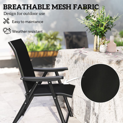 Outsunny Set of Four Folding Outdoor Chairs in Black