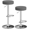 HOMCOM Bar Stools Set of 2, Modern PU Leather Swivel Barstools, Height Adjustable Breakfast Bar Chairs with Footrest, Grey
