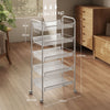 HOMCOM Five-Steel Mesh Basket Storage Trolley, with Wheels - White