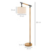 HOMCOM Metal Frame Floor Lamp with 350 Degree Rotating Lampshade, for Living Room and Bedroom, LED Bulb Included, Brown