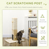 PawHut Jute Cat Scratching Post w/ Carpet Base Hanging Toy - Beige