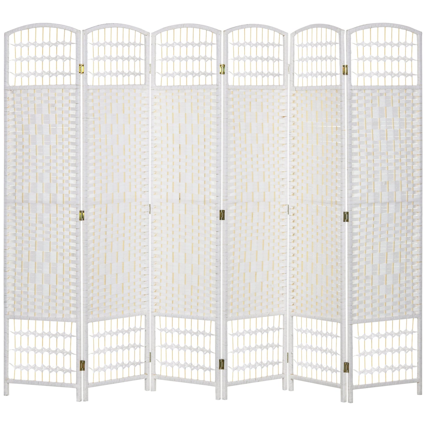 HOMCOM 6 Panel Folding Room Divider, Privacy Screen, Paravent Partition Separator for Living Room, Bedroom, White