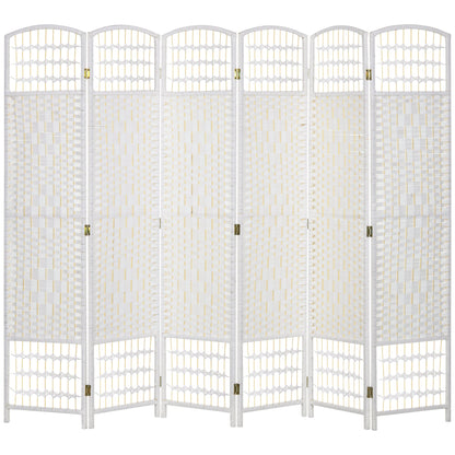 HOMCOM 6 Panel Folding Room Divider, Privacy Screen, Paravent Partition Separator for Living Room, Bedroom, White