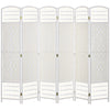 HOMCOM 6 Panel Folding Room Divider, Privacy Screen, Paravent Partition Separator for Living Room, Bedroom, White
