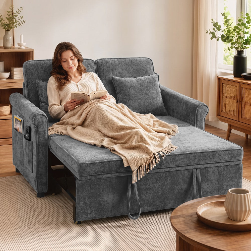 HOMCOM 2 Seater Sofa Bed in Grey