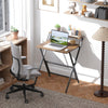 HOMCOM 70 cm Folding Computer Desk with Monitor Shelf - Rustic Brown