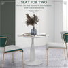 HOMCOM Small 2-Person Dining Table, Elegant Design Table with Steel Base and Non-slip Foot Pad, White and Grey