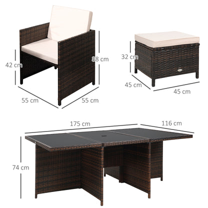 Outsunny 10 Seater Rattan Cube Garden Furniture Set in Mixed Brown